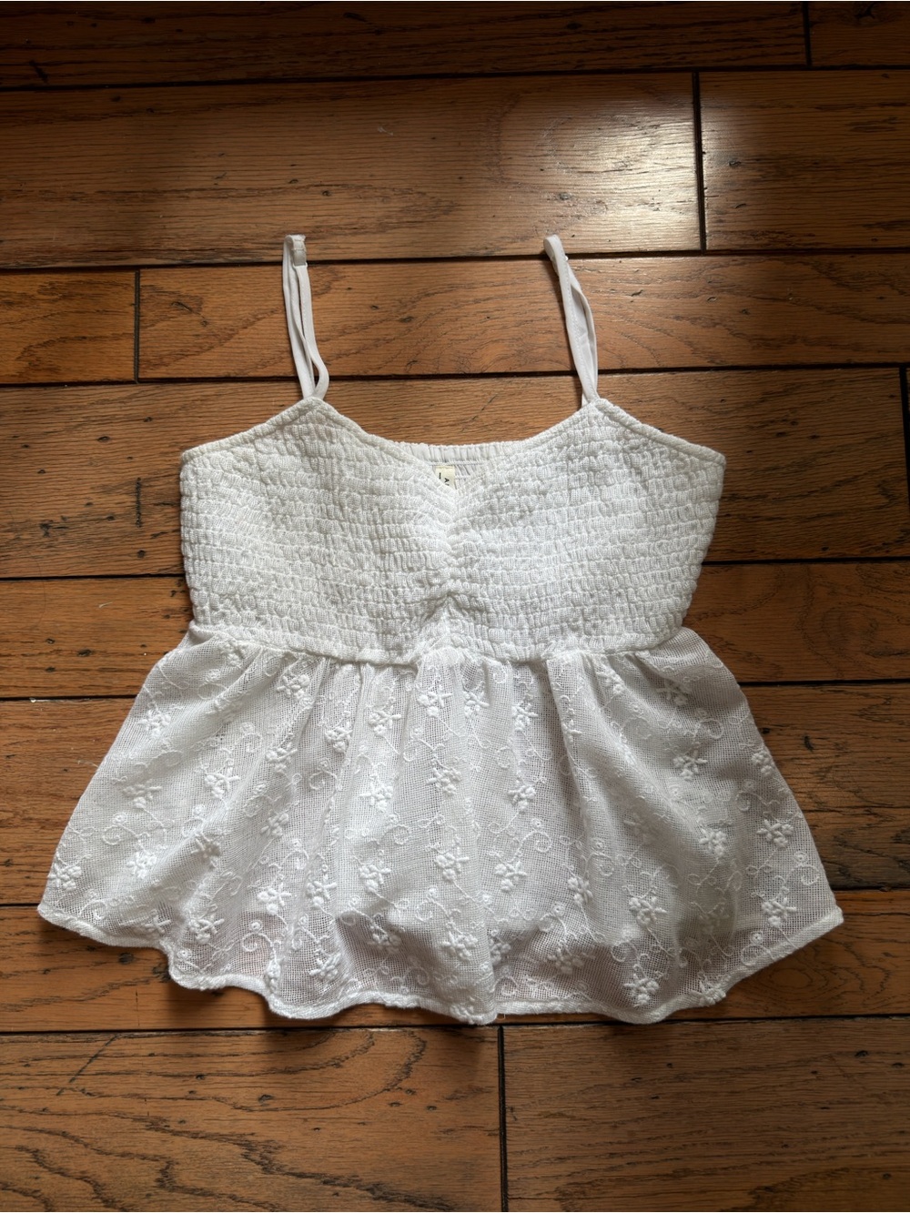 American Eagle Outfitters White Floral Embroidered Flowy Tank Top